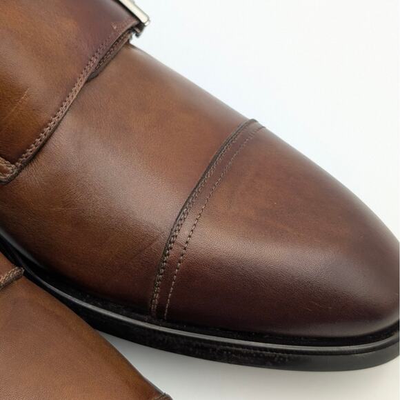 $485 Magnanni Montego Cap Toe Double Monk Strap Shoes Tabaco Brown Size US9 EU42 - Picture 12 of 13